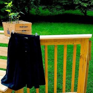 Black silk A line 11 button skirt